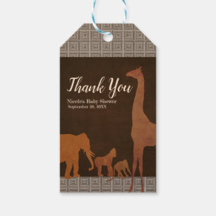 Vintage Brown African Safari Jungle Zoo Favour Gift Tags