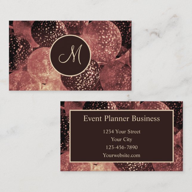 Vintage Brown Balloons Event Planner Abstract Business Card (Front/Back)