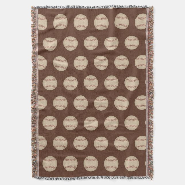 Vintage Brown Baseball Throw Blanket Gift (Front Vertical)