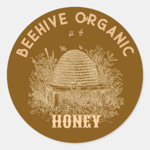 Vintage Brown Beehive Classic Round Sticker