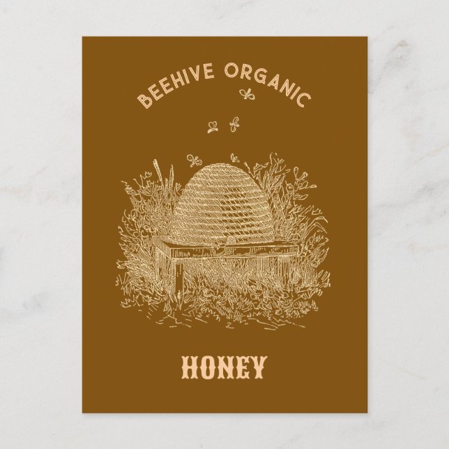 Vintage Brown Beehive  Postcard (Front)