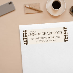 Vintage Brown Chequered Old Money Return Address