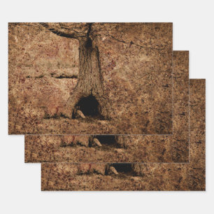 Vintage Brown Country Rustic Grunge Tree Texture Wrapping Paper Sheet