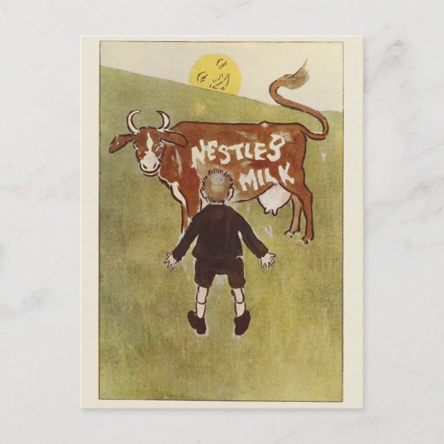 Vintage Brown Cow Nestle's Milk Postcard (Front)
