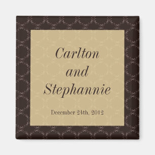 Vintage Brown/Creme Wedding Magnet Favour