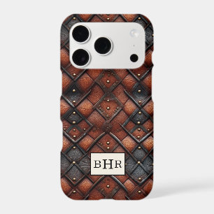 Vintage Brown Diamond Leather Monogrammed