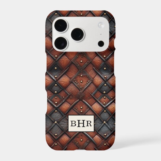 Vintage Brown Diamond Leather Monogrammed (Back)
