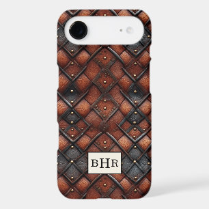 Vintage Brown Diamond Leather Monogrammed