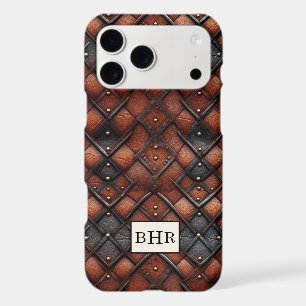 Vintage Brown Diamond Leather Monogrammed