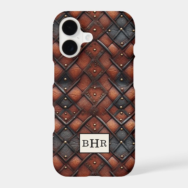 Vintage Brown Diamond Leather Monogrammed (Back)