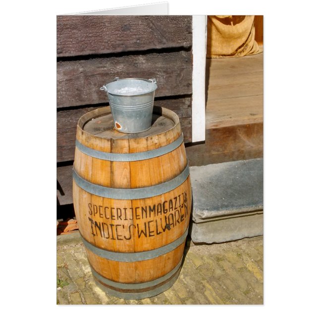 Vintage Brown Dutch Spice Warehouse Barrel (Front)
