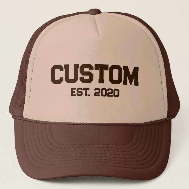 Vintage Brown EST year Trucker Hat (Front)