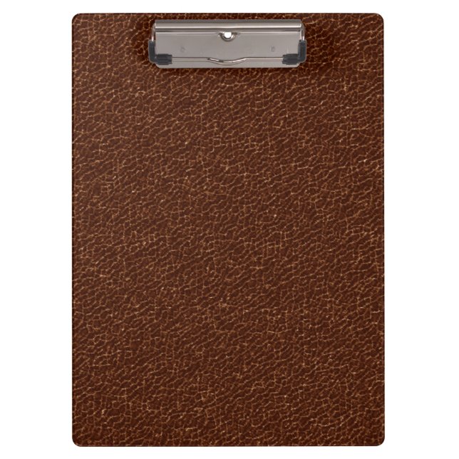 Vintage Brown Faux Leather Texture Look Clipboard (Front)