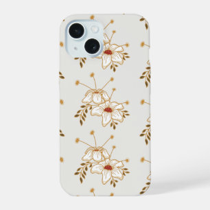 Vintage Brown Floral Botanical Pattern iPhone 14 C 15 Case