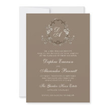 Vintage Brown Floral Monogrammed Wedding