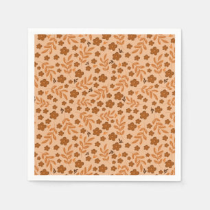 Vintage Brown Floral Paper Napkin   Fall Party