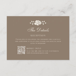 Vintage Brown Floral Wedding Details Enclosure Card