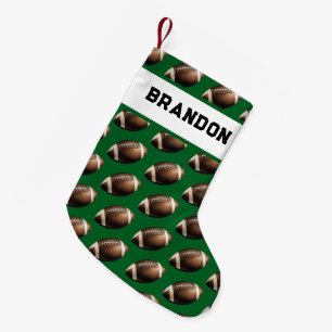 Vintage Brown Football Pattern Name Small Christmas Stocking