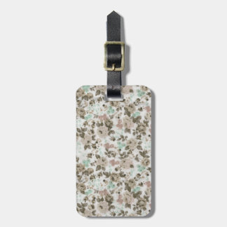 Vintage Brown Green Cute Roses Floral Pattern Luggage Tag
