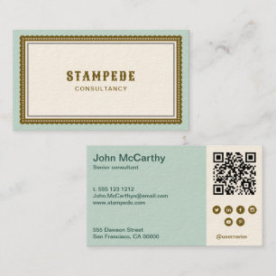 Vintage Brown Grey Blue-Green Post-stamp Border Business Card