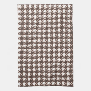Vintage brown houndstooth tea towel