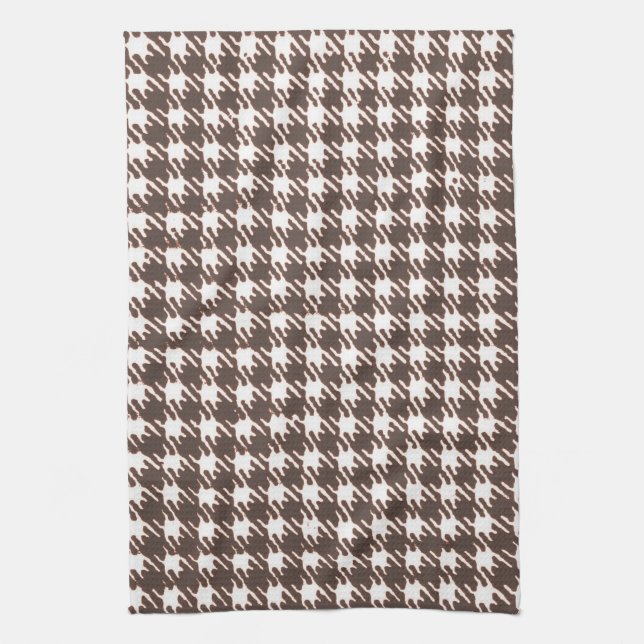 Vintage brown houndstooth tea towel (Vertical)