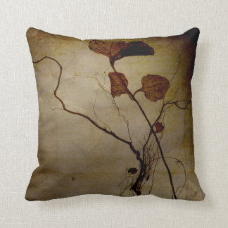 Vintage Brown Leaf Root Throw Pillow