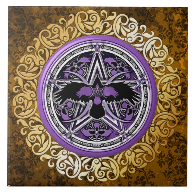 Vintage Brown Mediaeval Witchcraft Ritual Offering Tile (Front)