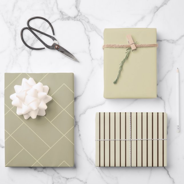 Vintage Brown Minimal Geometric Pattern  Wrapping Paper Sheet (Front)