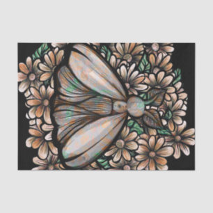 Vintage Brown Moth Nature Lovers Daisies Daisy     Tissue Paper