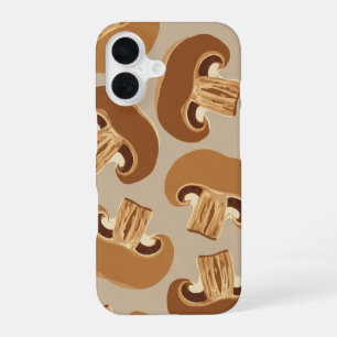 Vintage Brown Mushroom Slice Pattern iPhone 16 Case
