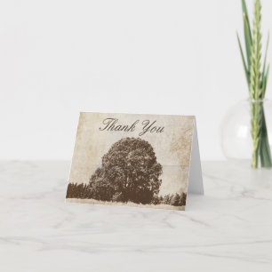 Vintage Brown Oak Tree Thank You Card