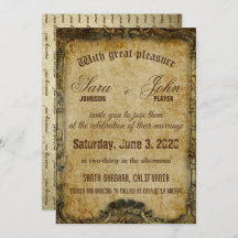 Vintage Brown old paper wedding invitation