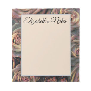 Vintage Brown, orange, gold roses pattern painting Notepad