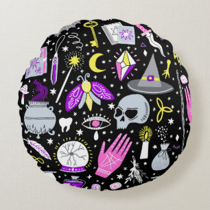 Vintage brown-orange tartan plaid. round cushion