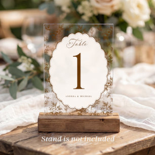 Vintage Brown Oval Frame Wedding Table Numbers