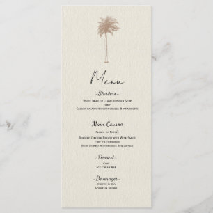 Vintage Brown Palm Tree Beach Wedding Menu