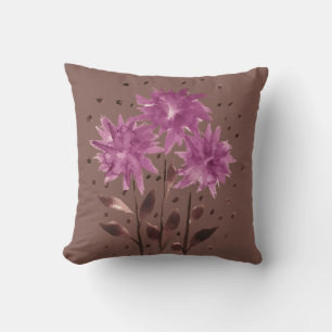 Vintage Brown Purple Floral Cushion
