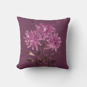 Vintage Brown Purple Floral Cushion