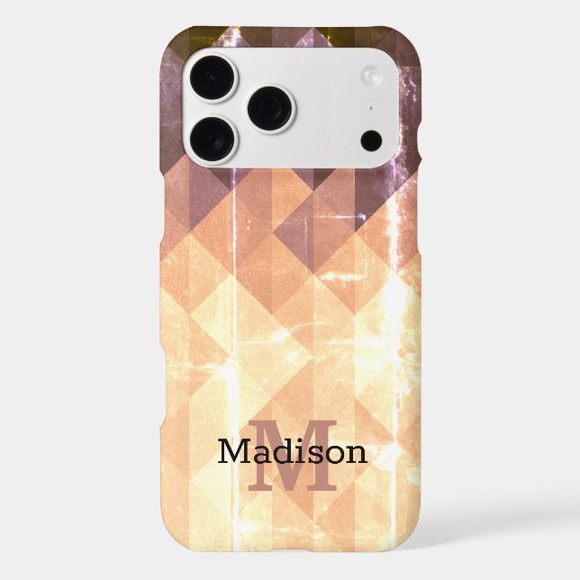 Vintage brown purple geometric pattern Monogram (Back)