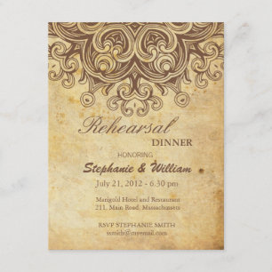 Vintage Brown Rehearsal Dinner Card
