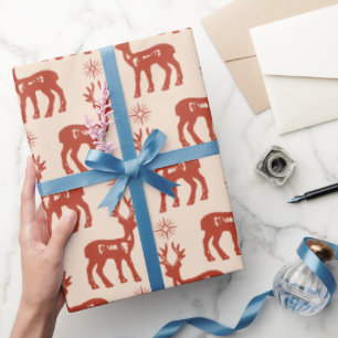 Vintage Brown Reindeer Christmas theme  Wrapping Paper