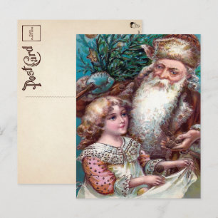 Vintage Brown Robed Santa Christmas Postcard