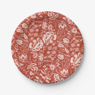 Vintage Brown Rustic Floral Garden Paper Plate