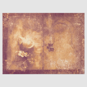 Vintage Brown Sepia Floral Old Antique Texture Tissue Paper
