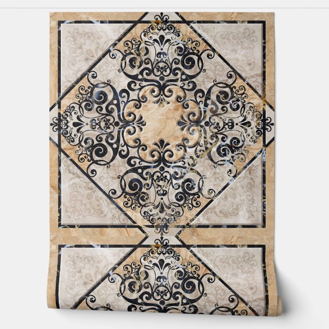 Vintage Brown Sepia Ornate Tile 4 Wallpaper (Unrolling)