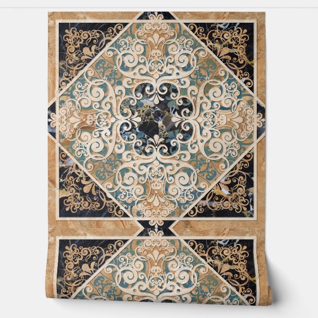 Vintage Brown Sepia Ornate Tile 6 Wallpaper (Unrolling)