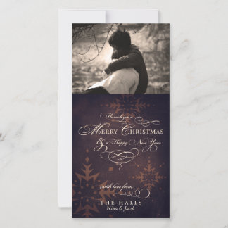 Vintage Brown Snowflake Christmas Photo Card