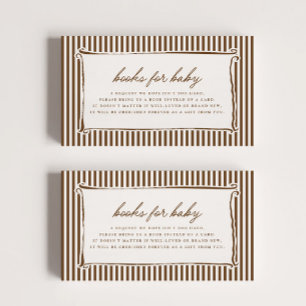 Vintage Brown Stripe Baby Shower Enclosure Card
