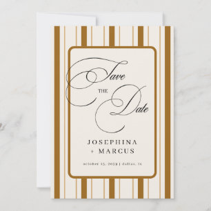 Vintage Brown Stripes Striped Classic Wedding Save The Date
